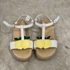 Janie and Jack - Kids White Sandals with Yellow Lemon Design